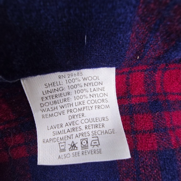 Vtg-Pendleton Flannel Shirt Mens Large Red Blue Plaid Wool Button-Up Long Sleeve - Picture 6 of 9
